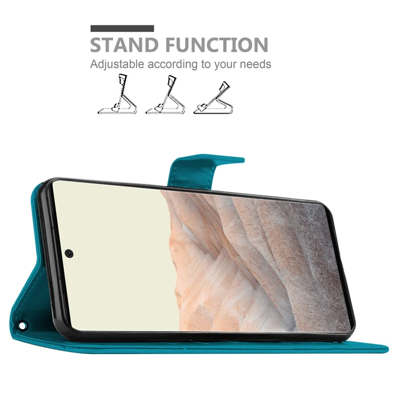 Cadorabo Hülle kompatibel mit Google PIXEL 6 PRO Schutzhülle im Blumen Design mit Magnetverschluss, Standfunktion und Kartenfächern