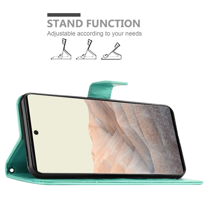 Cadorabo Hülle kompatibel mit Google PIXEL 6 PRO Schutzhülle im Blumen Design mit Magnetverschluss, Standfunktion und Kartenfächern