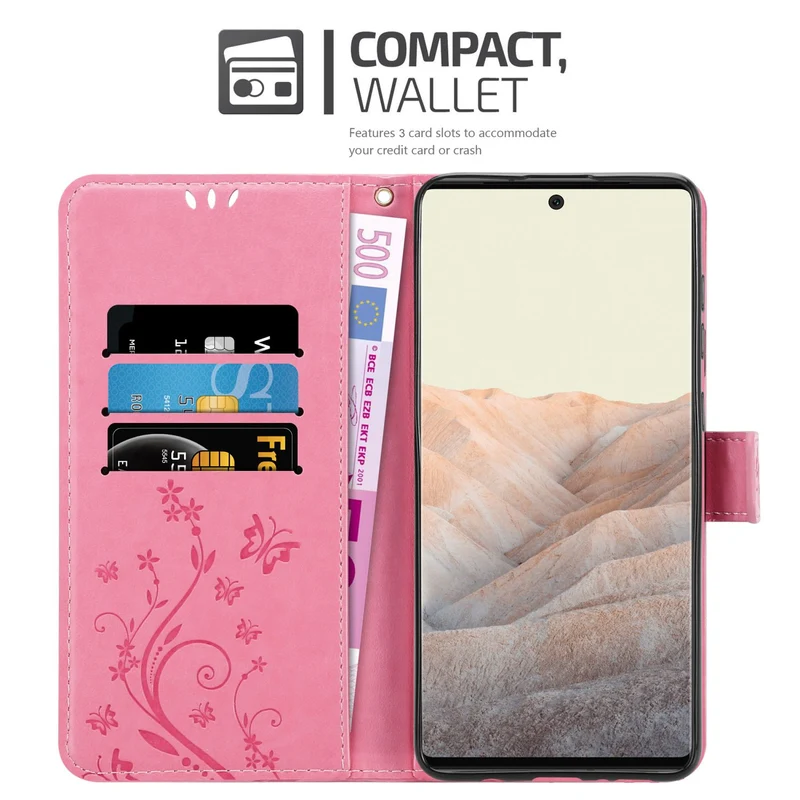 Cadorabo Hülle kompatibel mit Google PIXEL 6 PRO Schutzhülle im Blumen Design mit Magnetverschluss, Standfunktion und Kartenfächern