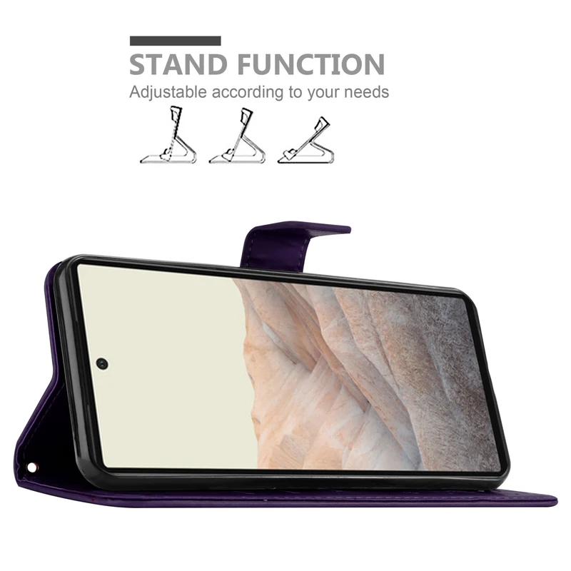Cadorabo Hülle kompatibel mit Google PIXEL 6 Schutzhülle im Blumen Design mit Magnetverschluss, Standfunktion und Kartenfächern