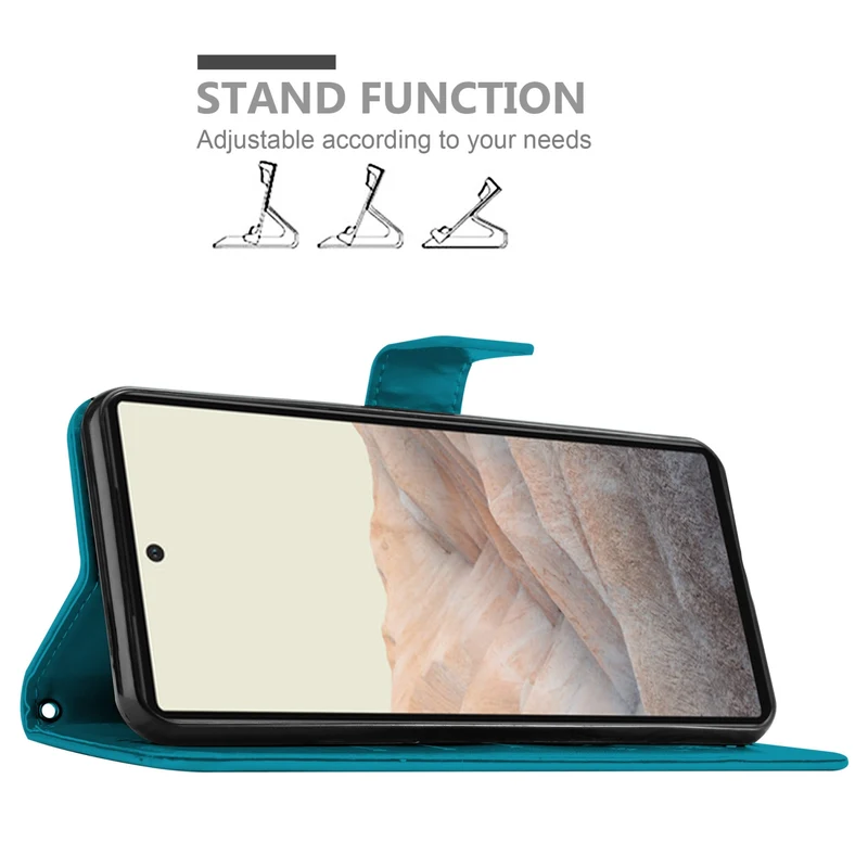 Cadorabo Hülle kompatibel mit Google PIXEL 6 Schutzhülle im Blumen Design mit Magnetverschluss, Standfunktion und Kartenfächern