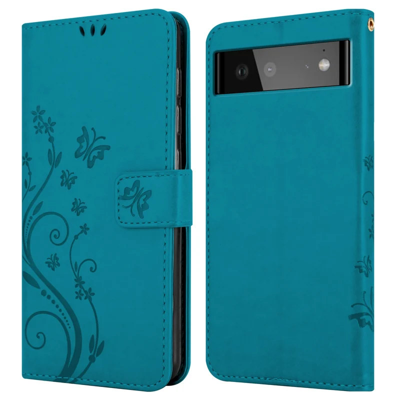 Cadorabo Hülle kompatibel mit Google PIXEL 6 Schutzhülle im Blumen Design mit Magnetverschluss, Standfunktion und Kartenfächern