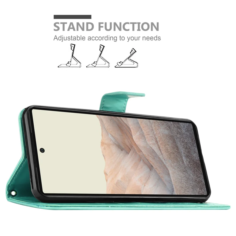 Cadorabo Hülle kompatibel mit Google PIXEL 6 Schutzhülle im Blumen Design mit Magnetverschluss, Standfunktion und Kartenfächern