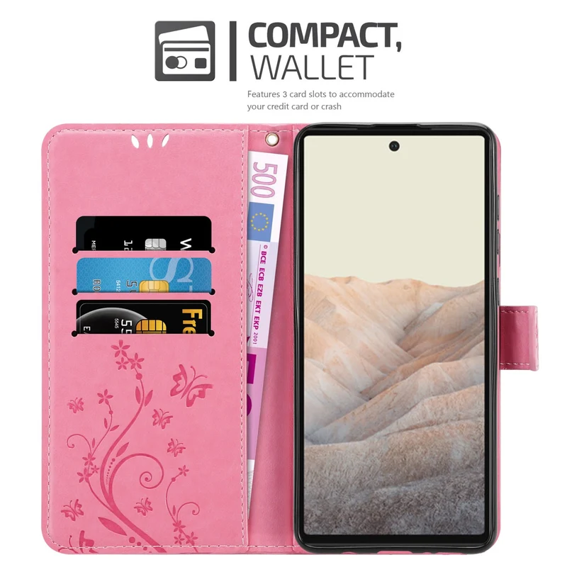 Cadorabo Hülle kompatibel mit Google PIXEL 6 Schutzhülle im Blumen Design mit Magnetverschluss, Standfunktion und Kartenfächern