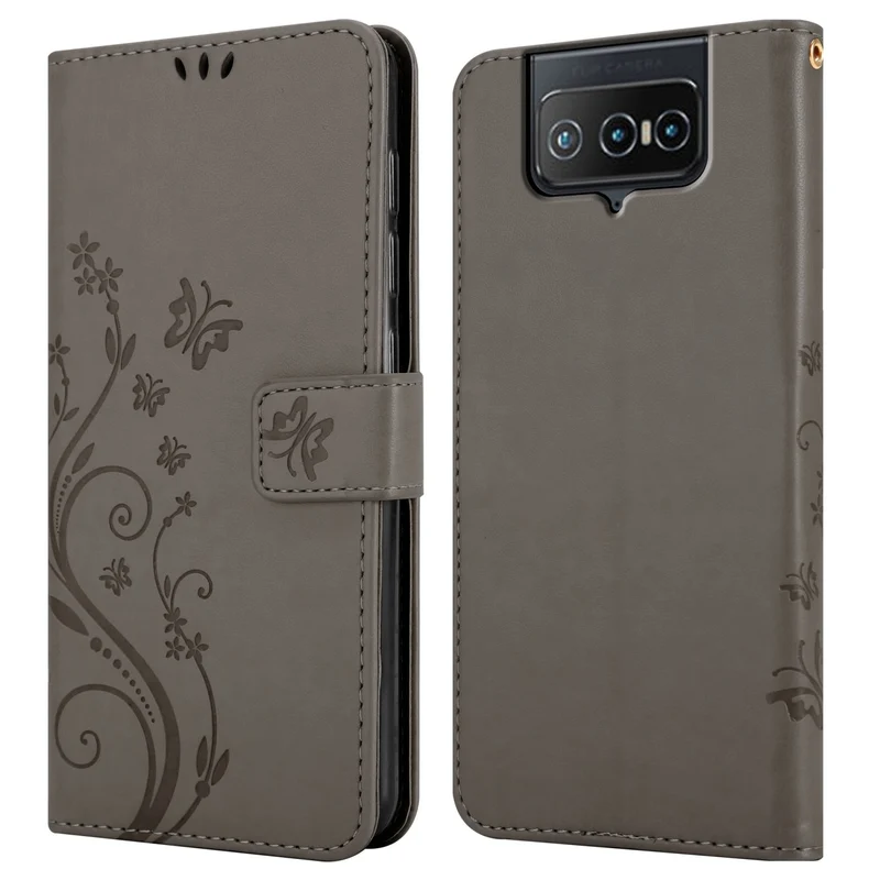 Cadorabo Hülle kompatibel mit Asus ZenFone 8 FLIP Schutzhülle im Blumen Design mit Magnetverschluss, Standfunktion und Kartenfächern