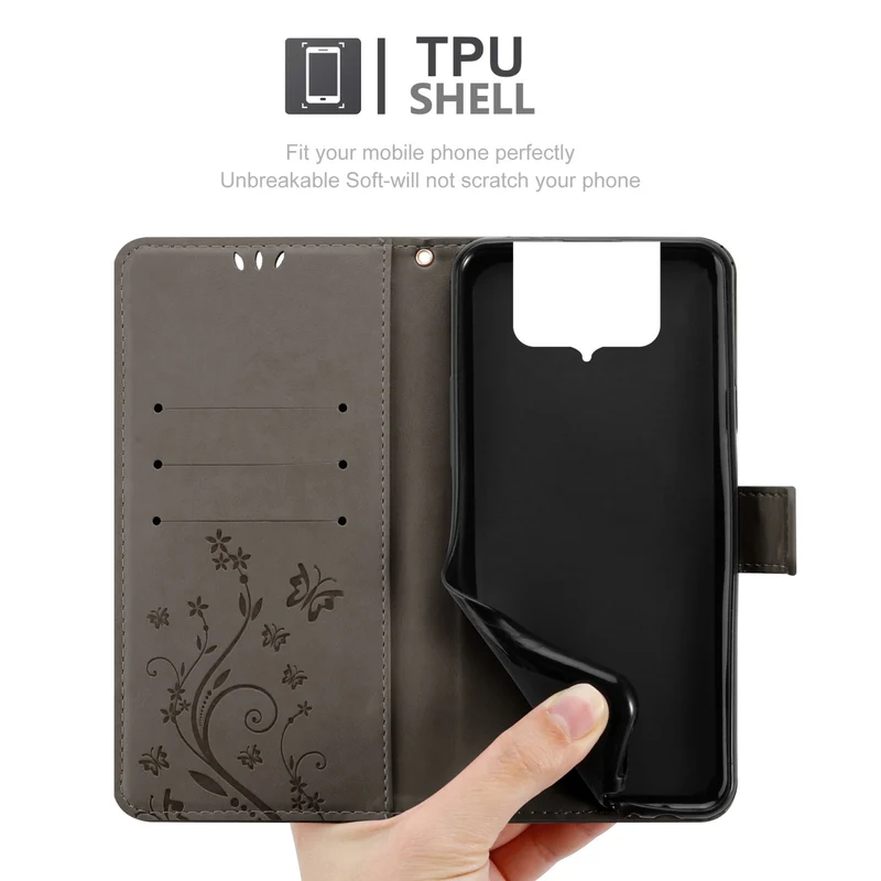 Cadorabo Hülle kompatibel mit Asus ZenFone 8 FLIP Schutzhülle im Blumen Design mit Magnetverschluss, Standfunktion und Kartenfächern