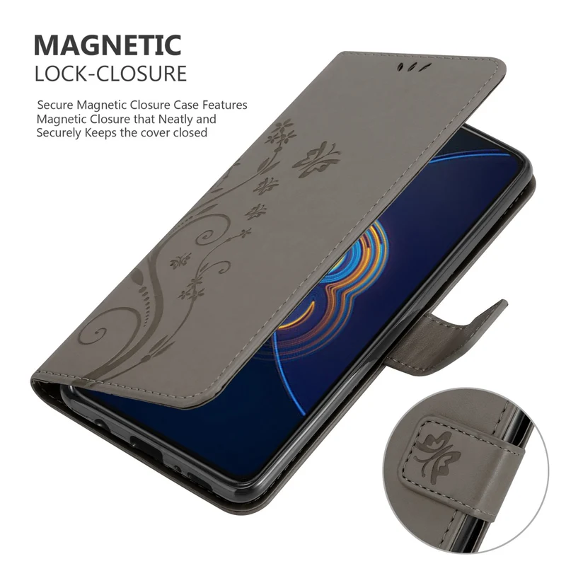 Cadorabo Hülle kompatibel mit Asus ZenFone 8 FLIP Schutzhülle im Blumen Design mit Magnetverschluss, Standfunktion und Kartenfächern