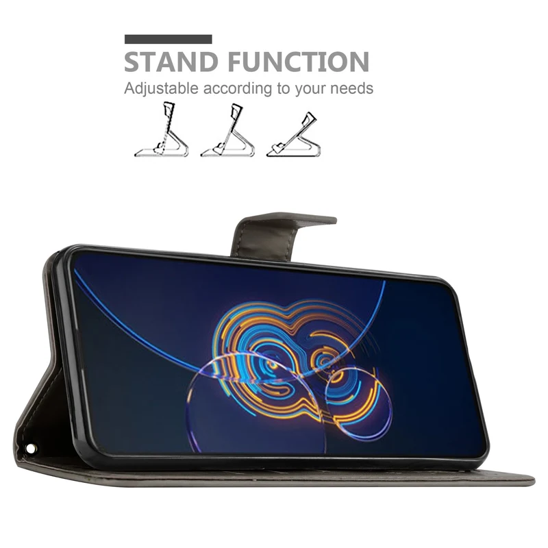 Cadorabo Hülle kompatibel mit Asus ZenFone 8 FLIP Schutzhülle im Blumen Design mit Magnetverschluss, Standfunktion und Kartenfächern