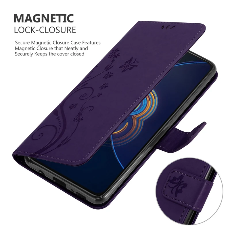 Cadorabo Hülle kompatibel mit Asus ZenFone 8 FLIP Schutzhülle im Blumen Design mit Magnetverschluss, Standfunktion und Kartenfächern