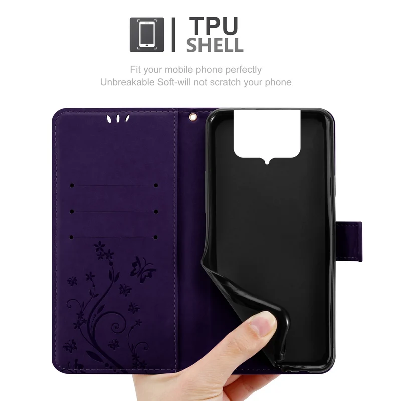 Cadorabo Hülle kompatibel mit Asus ZenFone 8 FLIP Schutzhülle im Blumen Design mit Magnetverschluss, Standfunktion und Kartenfächern
