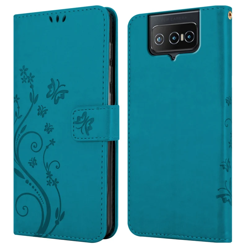 Cadorabo Hülle kompatibel mit Asus ZenFone 8 FLIP Schutzhülle im Blumen Design mit Magnetverschluss, Standfunktion und Kartenfächern