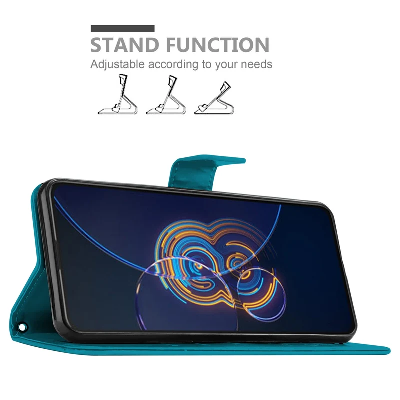 Cadorabo Hülle kompatibel mit Asus ZenFone 8 FLIP Schutzhülle im Blumen Design mit Magnetverschluss, Standfunktion und Kartenfächern