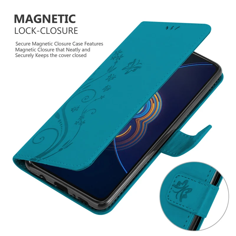Cadorabo Hülle kompatibel mit Asus ZenFone 8 FLIP Schutzhülle im Blumen Design mit Magnetverschluss, Standfunktion und Kartenfächern