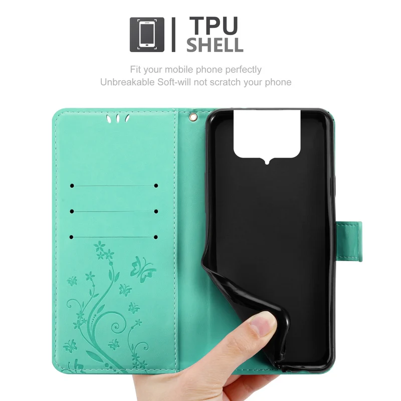 Cadorabo Hülle kompatibel mit Asus ZenFone 8 FLIP Schutzhülle im Blumen Design mit Magnetverschluss, Standfunktion und Kartenfächern