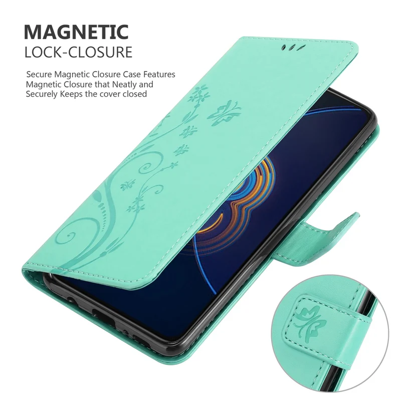 Cadorabo Hülle kompatibel mit Asus ZenFone 8 FLIP Schutzhülle im Blumen Design mit Magnetverschluss, Standfunktion und Kartenfächern