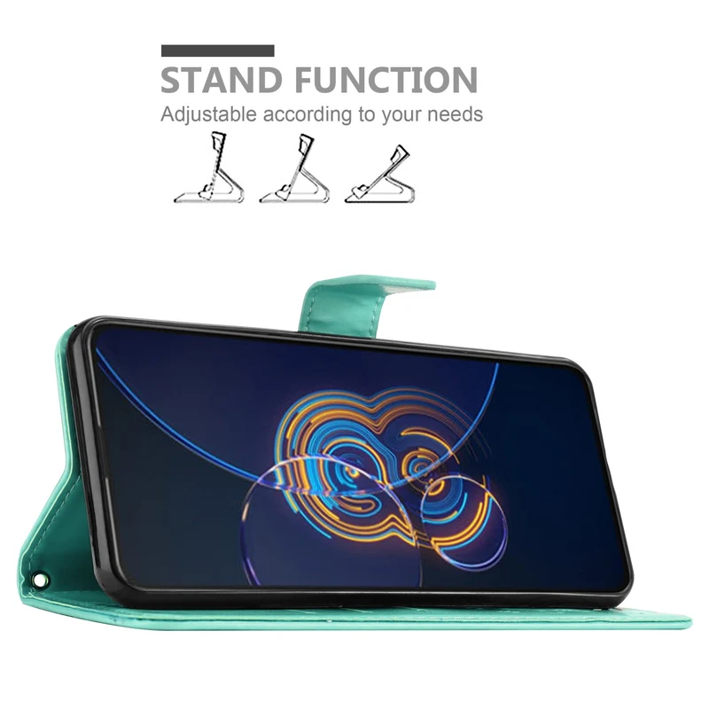 Cadorabo Hülle kompatibel mit Asus ZenFone 8 FLIP Schutzhülle im Blumen Design mit Magnetverschluss, Standfunktion und Kartenfächern