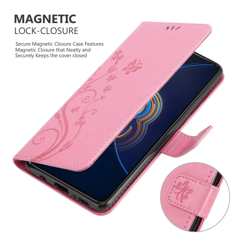 Cadorabo Hülle kompatibel mit Asus ZenFone 8 FLIP Schutzhülle im Blumen Design mit Magnetverschluss, Standfunktion und Kartenfächern