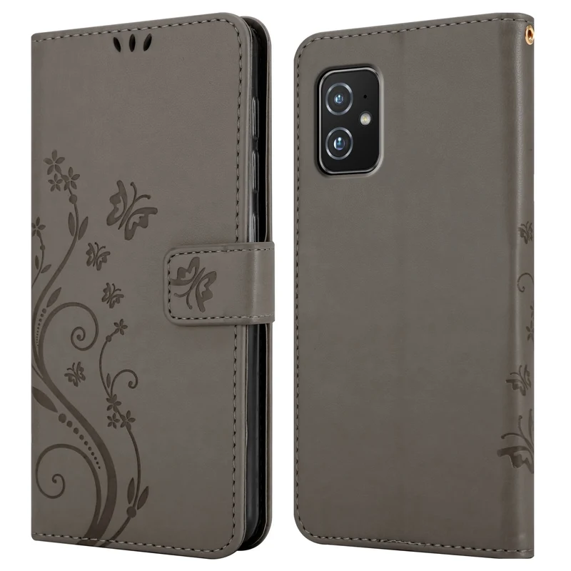 Cadorabo Hülle kompatibel mit Asus ZenFone 8 Schutzhülle im Blumen Design mit Magnetverschluss, Standfunktion und Kartenfächern