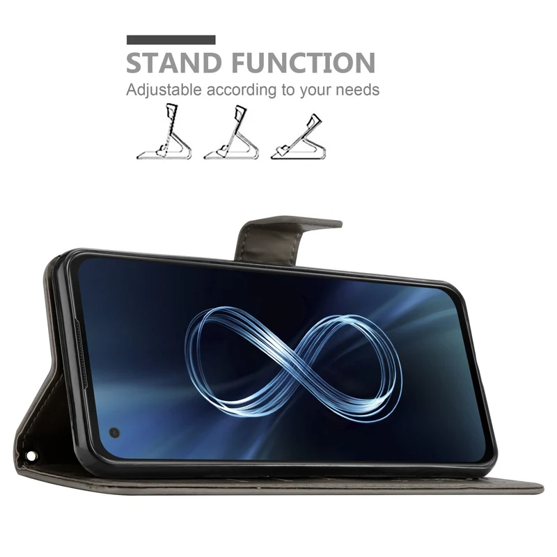 Cadorabo Hülle kompatibel mit Asus ZenFone 8 Schutzhülle im Blumen Design mit Magnetverschluss, Standfunktion und Kartenfächern