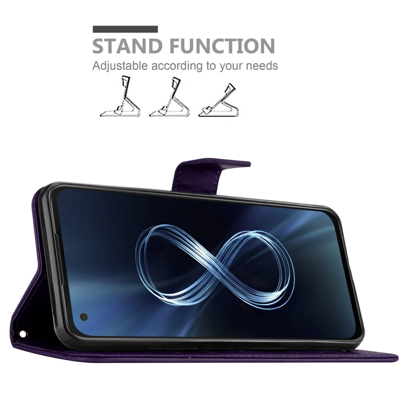 Cadorabo Hülle kompatibel mit Asus ZenFone 8 Schutzhülle im Blumen Design mit Magnetverschluss, Standfunktion und Kartenfächern