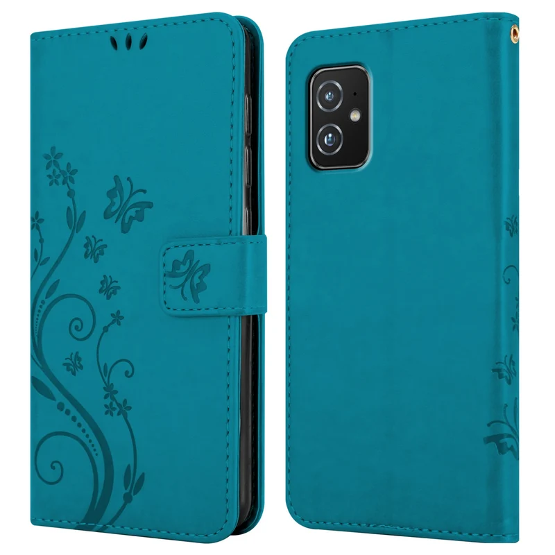 Cadorabo Hülle kompatibel mit Asus ZenFone 8 Schutzhülle im Blumen Design mit Magnetverschluss, Standfunktion und Kartenfächern