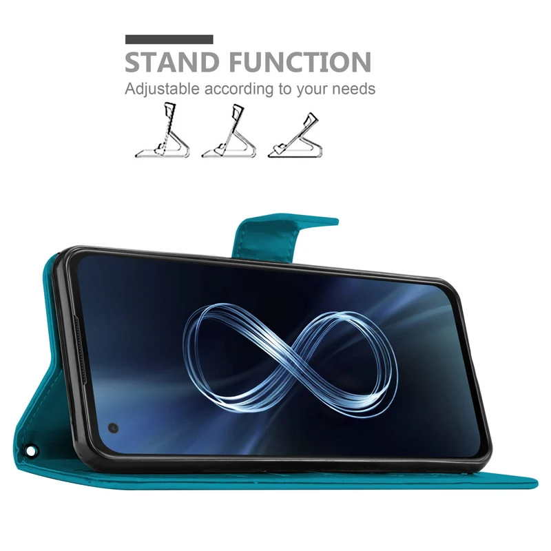 Cadorabo Hülle kompatibel mit Asus ZenFone 8 Schutzhülle im Blumen Design mit Magnetverschluss, Standfunktion und Kartenfächern