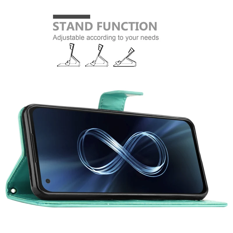 Cadorabo Hülle kompatibel mit Asus ZenFone 8 Schutzhülle im Blumen Design mit Magnetverschluss, Standfunktion und Kartenfächern
