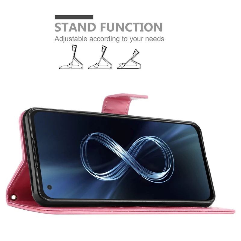 Cadorabo Hülle kompatibel mit Asus ZenFone 8 Schutzhülle im Blumen Design mit Magnetverschluss, Standfunktion und Kartenfächern
