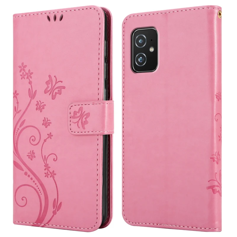 Cadorabo Hülle kompatibel mit Asus ZenFone 8 Schutzhülle im Blumen Design mit Magnetverschluss, Standfunktion und Kartenfächern