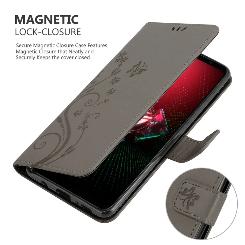 Cadorabo Hülle kompatibel mit Asus ROG Phone 5 Schutzhülle im Blumen Design mit Magnetverschluss, Standfunktion und Kartenfächern