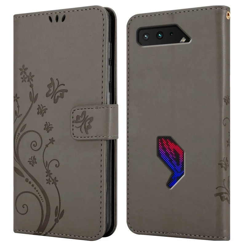 Cadorabo Hülle kompatibel mit Asus ROG Phone 5 Schutzhülle im Blumen Design mit Magnetverschluss, Standfunktion und Kartenfächern