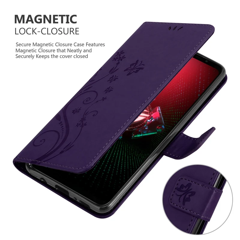 Cadorabo Hülle kompatibel mit Asus ROG Phone 5 Schutzhülle im Blumen Design mit Magnetverschluss, Standfunktion und Kartenfächern
