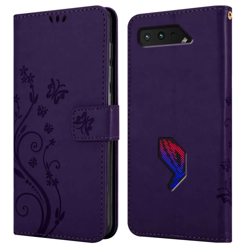 Cadorabo Hülle kompatibel mit Asus ROG Phone 5 Schutzhülle im Blumen Design mit Magnetverschluss, Standfunktion und Kartenfächern