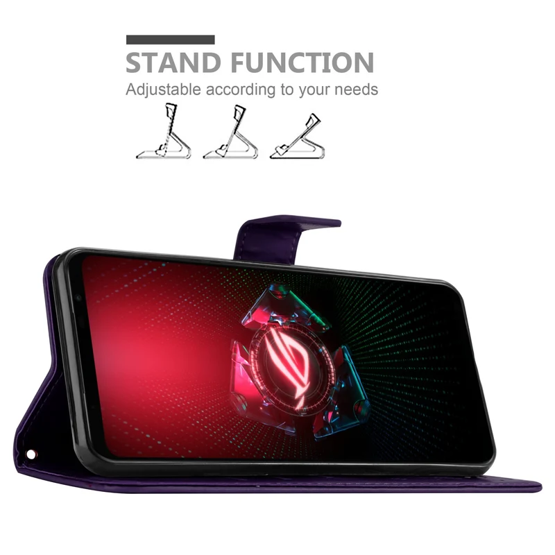 Cadorabo Hülle kompatibel mit Asus ROG Phone 5 Schutzhülle im Blumen Design mit Magnetverschluss, Standfunktion und Kartenfächern
