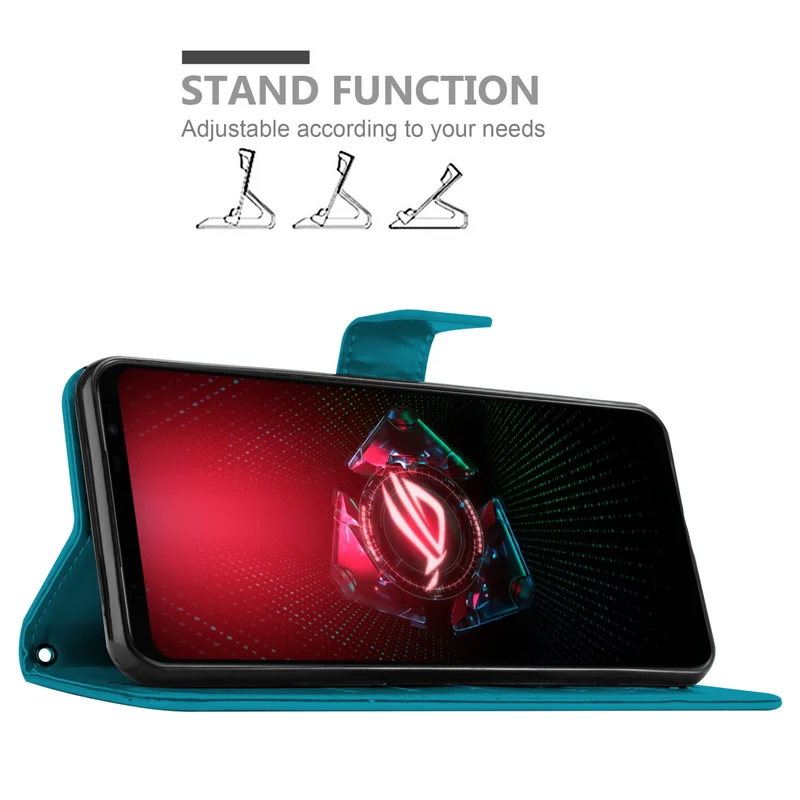 Cadorabo Hülle kompatibel mit Asus ROG Phone 5 Schutzhülle im Blumen Design mit Magnetverschluss, Standfunktion und Kartenfächern
