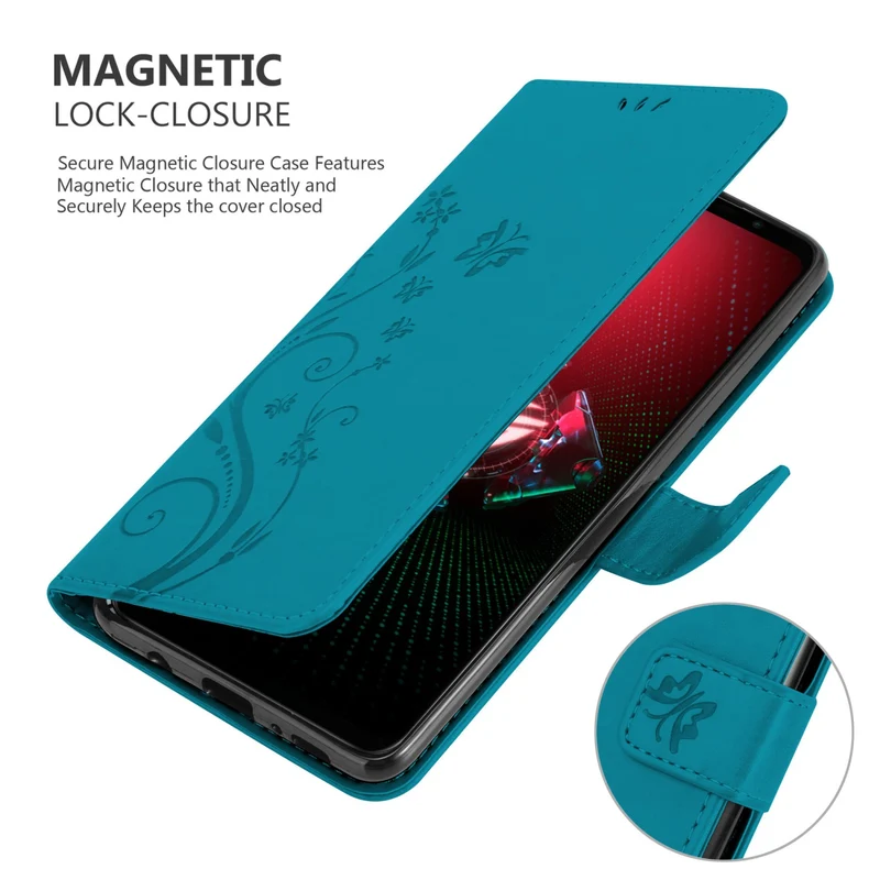 Cadorabo Hülle kompatibel mit Asus ROG Phone 5 Schutzhülle im Blumen Design mit Magnetverschluss, Standfunktion und Kartenfächern