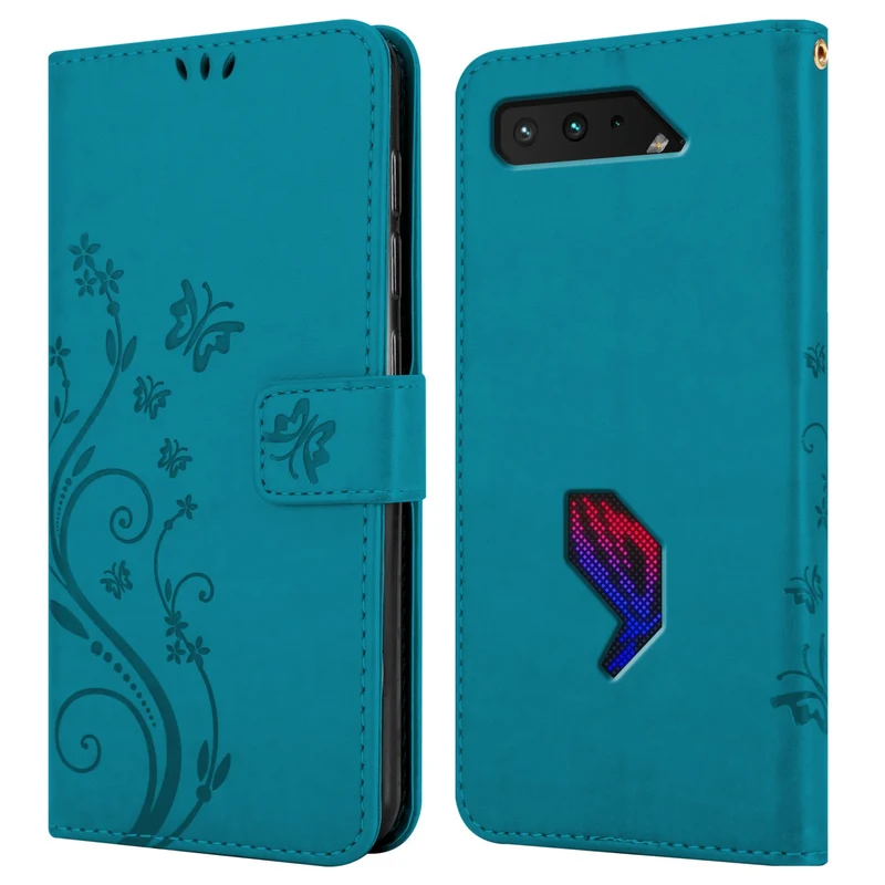 Cadorabo Hülle kompatibel mit Asus ROG Phone 5 Schutzhülle im Blumen Design mit Magnetverschluss, Standfunktion und Kartenfächern