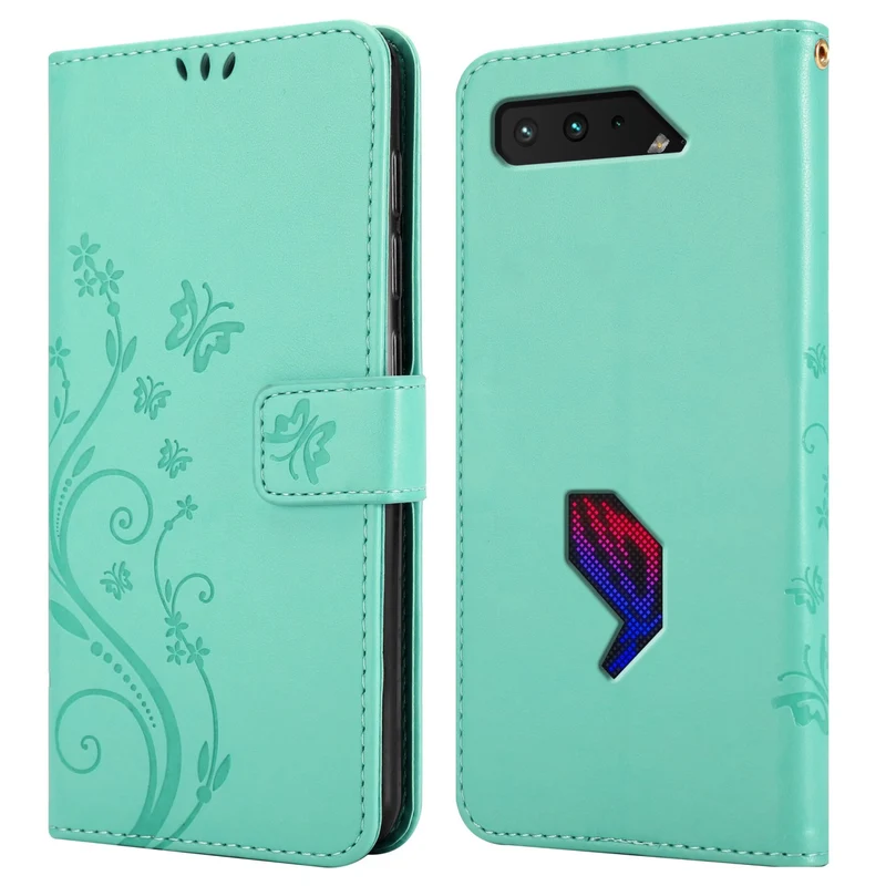 Cadorabo Hülle kompatibel mit Asus ROG Phone 5 Schutzhülle im Blumen Design mit Magnetverschluss, Standfunktion und Kartenfächern