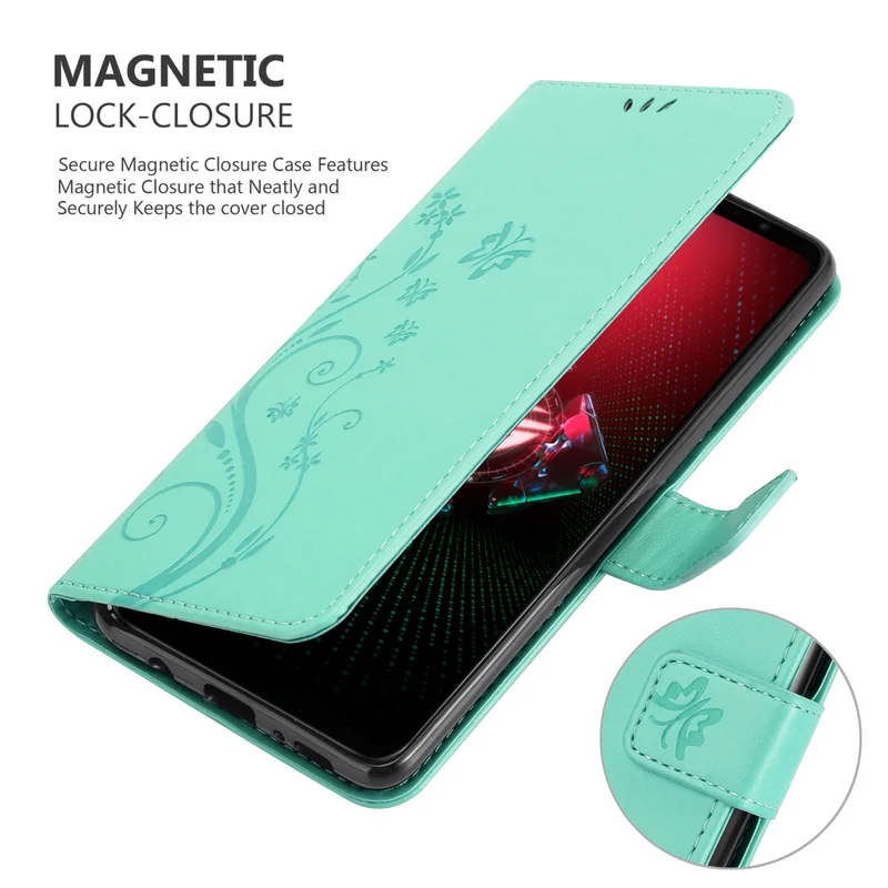 Cadorabo Hülle kompatibel mit Asus ROG Phone 5 Schutzhülle im Blumen Design mit Magnetverschluss, Standfunktion und Kartenfächern