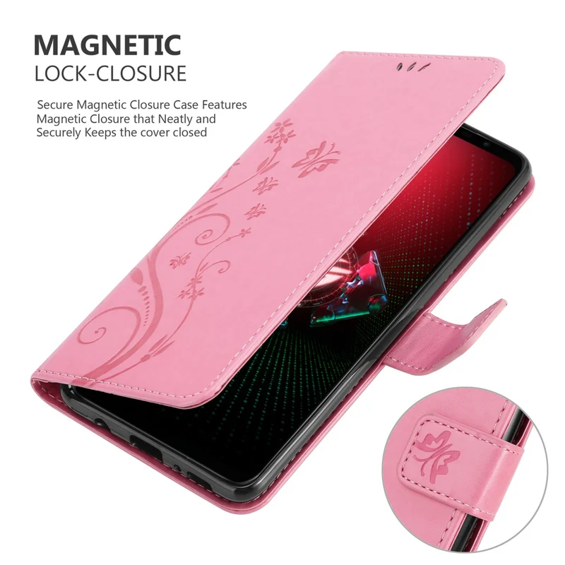 Cadorabo Hülle kompatibel mit Asus ROG Phone 5 Schutzhülle im Blumen Design mit Magnetverschluss, Standfunktion und Kartenfächern