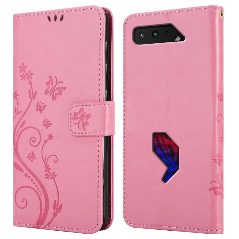 Cadorabo Hülle kompatibel mit Asus ROG Phone 5 Schutzhülle im Blumen Design mit Magnetverschluss, Standfunktion und Kartenfächern