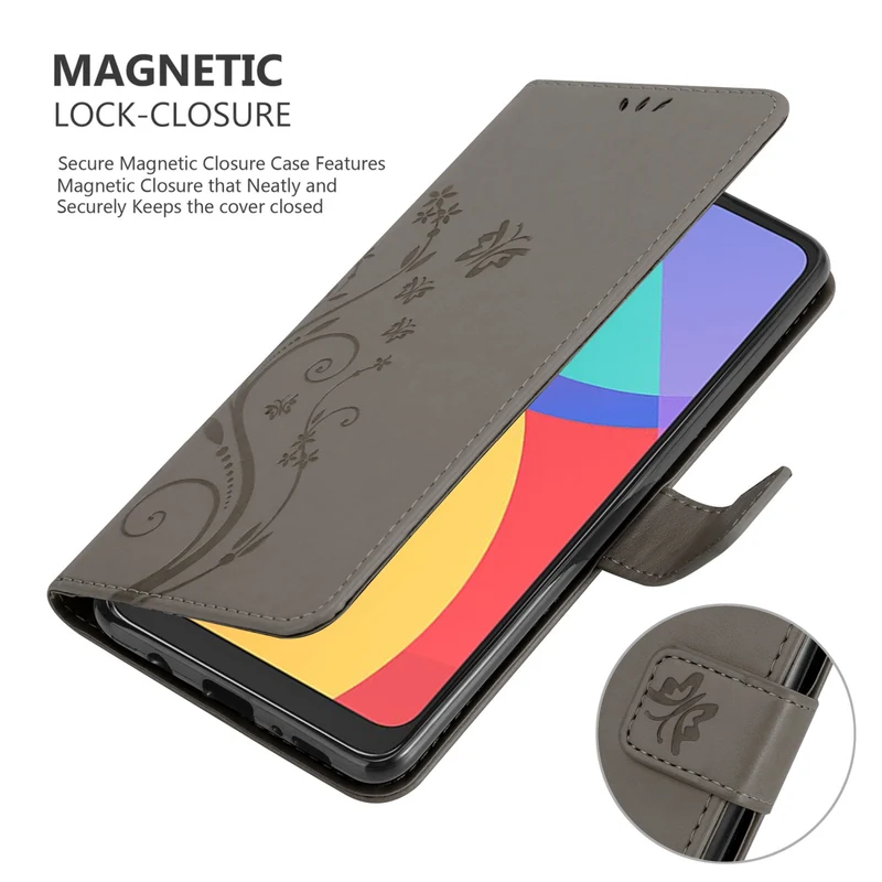 Cadorabo Hülle kompatibel mit Alcatel 1S 2021 / 3L 2021 Schutzhülle im Blumen Design mit Magnetverschluss, Standfunktion und Kartenfächern