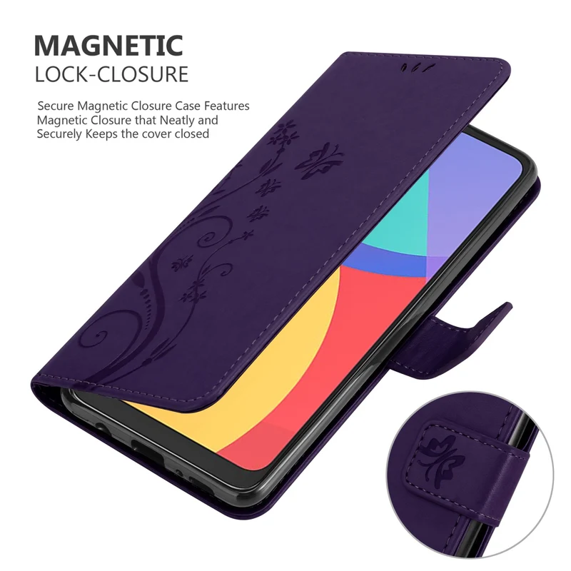 Cadorabo Hülle kompatibel mit Alcatel 1S 2021 / 3L 2021 Schutzhülle im Blumen Design mit Magnetverschluss, Standfunktion und Kartenfächern