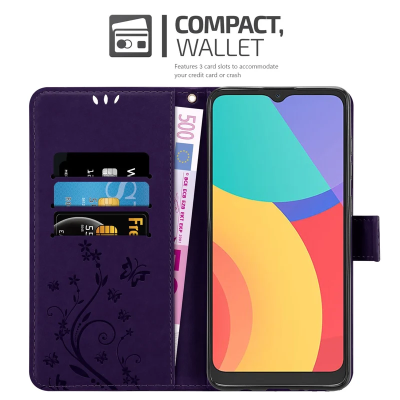 Cadorabo Hülle kompatibel mit Alcatel 1S 2021 / 3L 2021 Schutzhülle im Blumen Design mit Magnetverschluss, Standfunktion und Kartenfächern