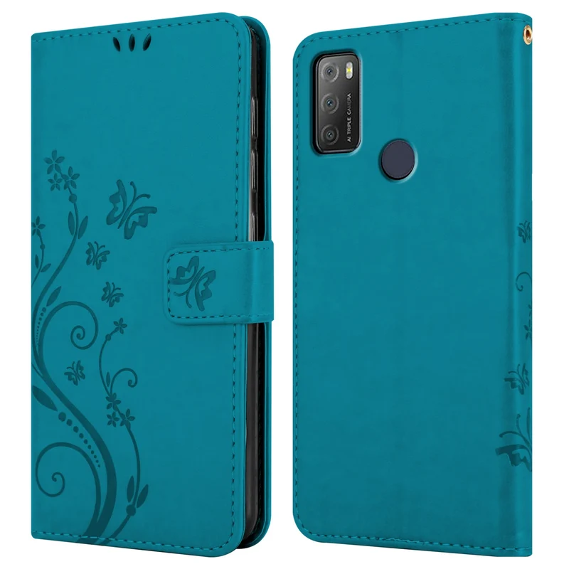 Cadorabo Hülle kompatibel mit Alcatel 1S 2021 / 3L 2021 Schutzhülle im Blumen Design mit Magnetverschluss, Standfunktion und Kartenfächern