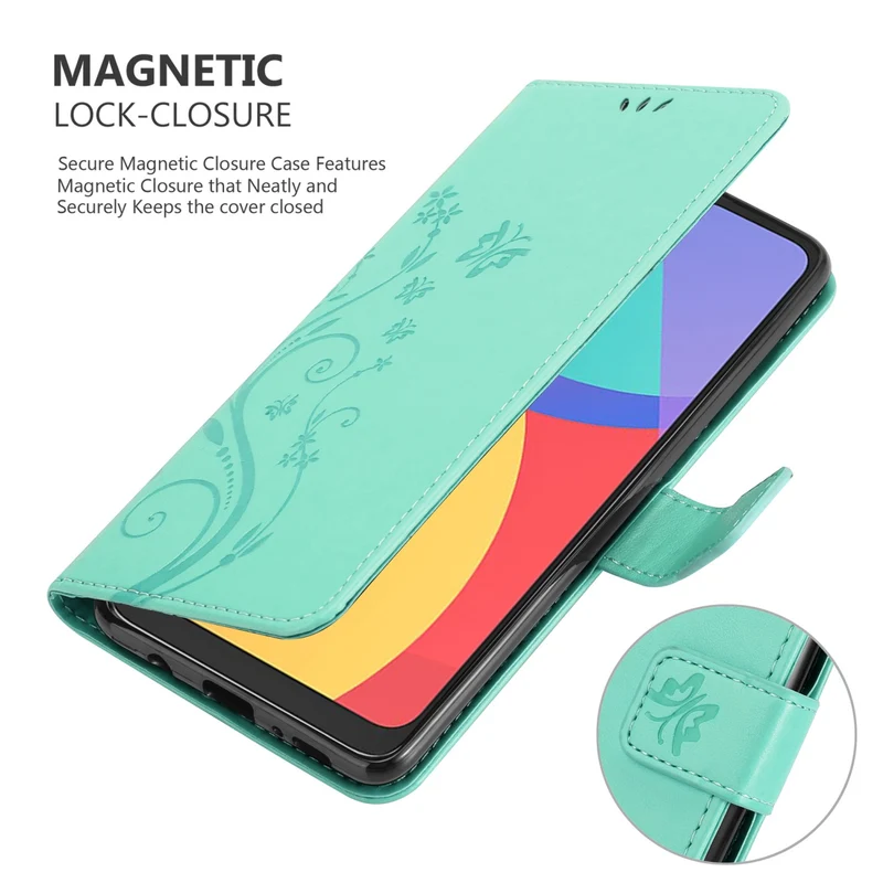 Cadorabo Hülle kompatibel mit Alcatel 1S 2021 / 3L 2021 Schutzhülle im Blumen Design mit Magnetverschluss, Standfunktion und Kartenfächern