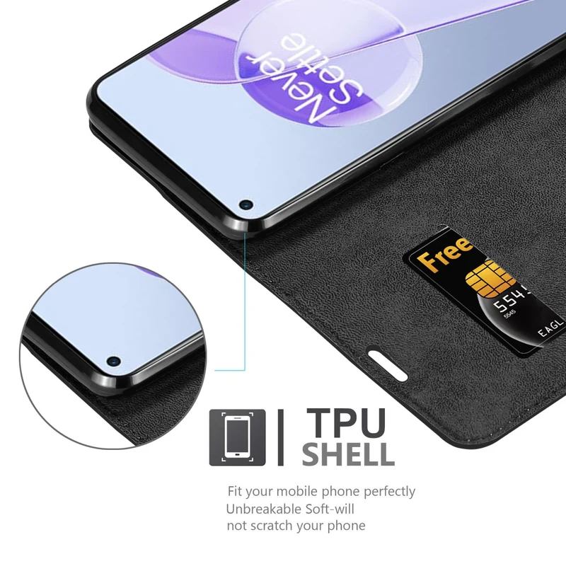 Cadorabo Hülle kompatibel mit OnePlus 9RT 5G Schutzhülle mit Magnetverschluss, Standfunktion und Kartenfach