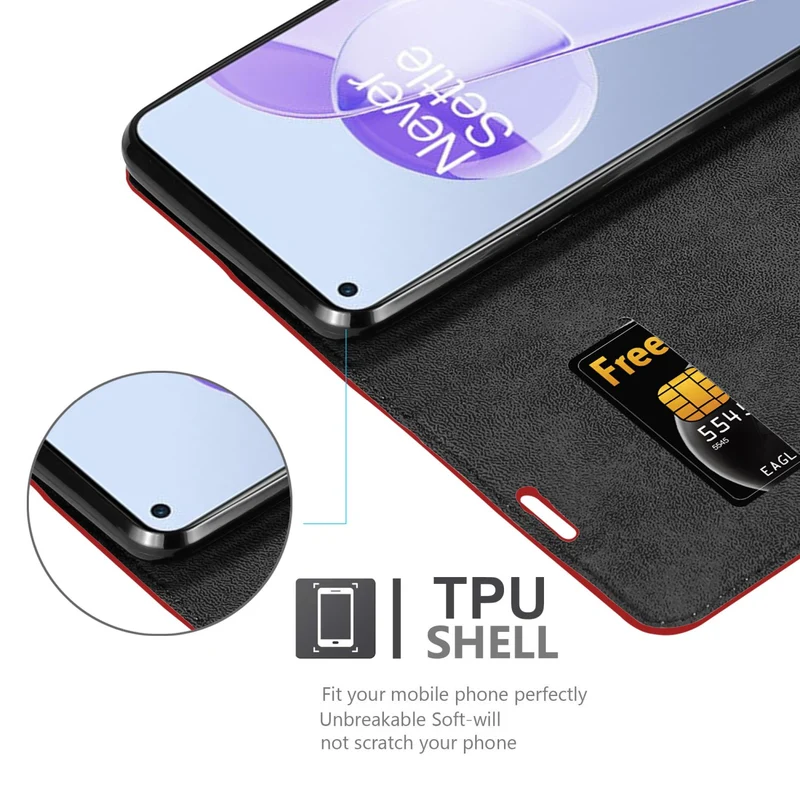 Cadorabo Hülle kompatibel mit OnePlus 9RT 5G Schutzhülle mit Magnetverschluss, Standfunktion und Kartenfach