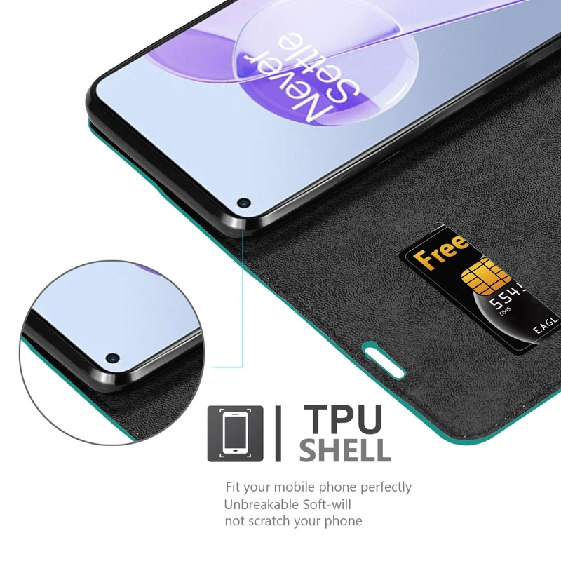 Cadorabo Hülle kompatibel mit OnePlus 9RT 5G Schutzhülle mit Magnetverschluss, Standfunktion und Kartenfach