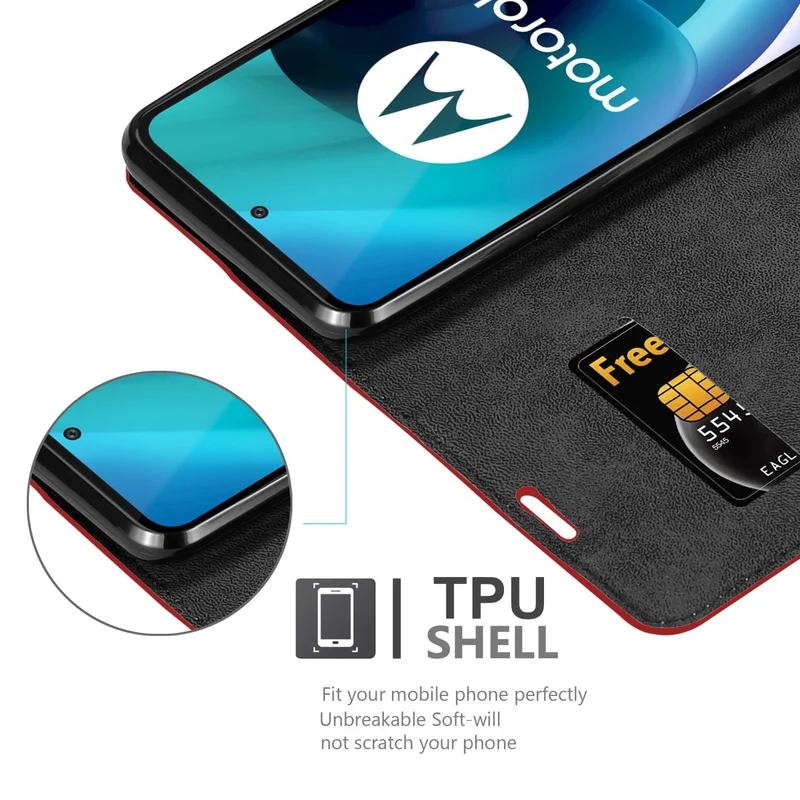 Cadorabo Hülle kompatibel mit Motorola MOTO G71 5G Schutzhülle mit Magnetverschluss, Standfunktion und Kartenfach